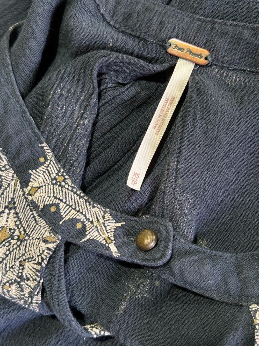 Free People Navy Medallion Sleeveless Tunic Dress XS - Picture 12 of 12